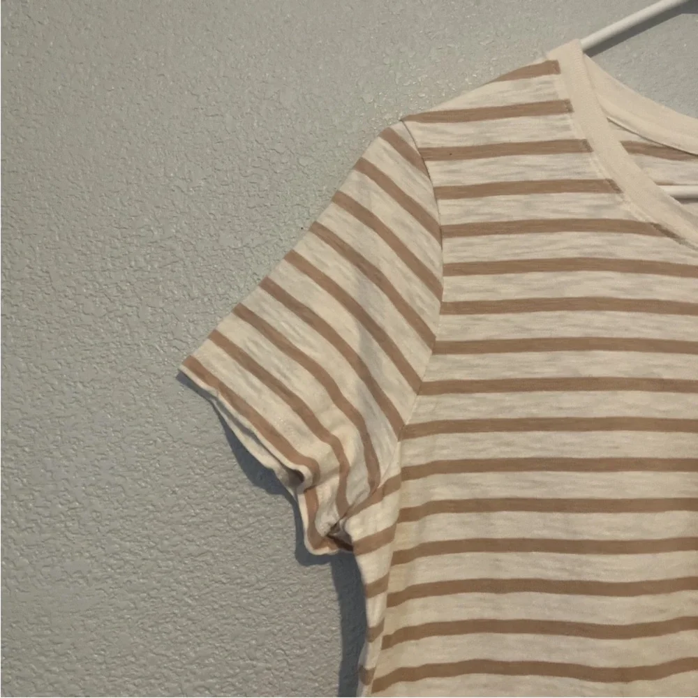 UNIVERSAL THREAD T-Shirt Dress Women's Size L Tan Beige Striped Knee Length - Picture 2 of 6